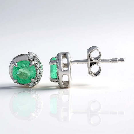 Boucles d'oreilles en argent et Emeraude de Russie