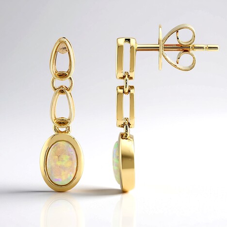 Boucles d'oreilles en or et Opale de Coober Pedy