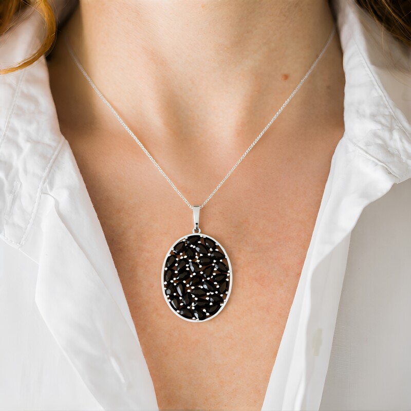 Collana in argento con Quarzo Fumè