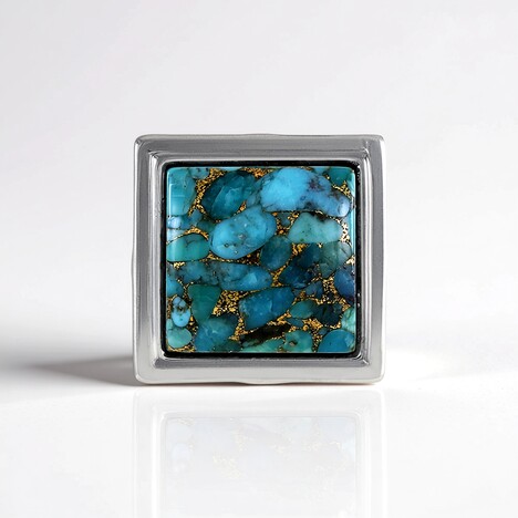 Ciondolo in argento con Turchese Ramato Blu Mohave (MONOSONO COLLECTION)