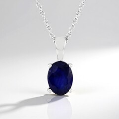 Blauer Madagaskar-Saphir-Silberhalskette