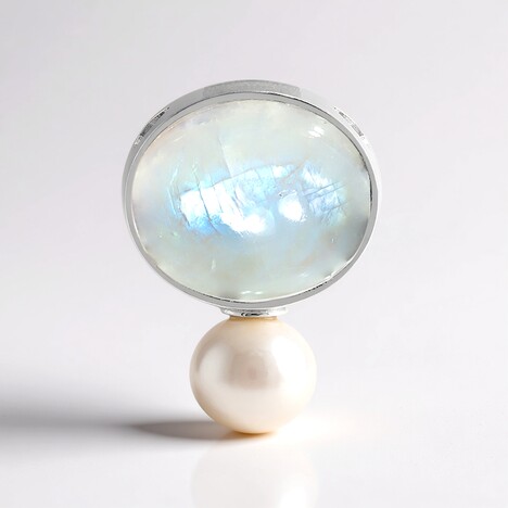 Ciondolo in argento con Pietra di Luna Arcobaleno (MONOSONO COLLECTION)