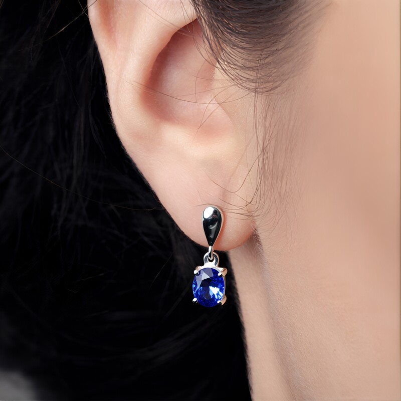 Tansanit-Silberohrringe (Pallanova)