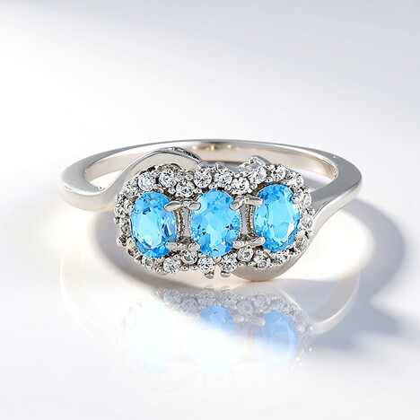 Anello in argento con Topazio Blu Svizzero