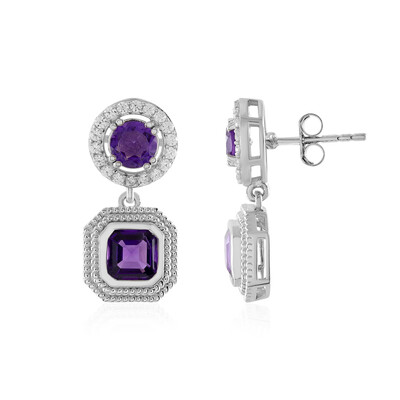 Boucles d'oreilles en argent et Améthyste de Sibérie (de Melo)