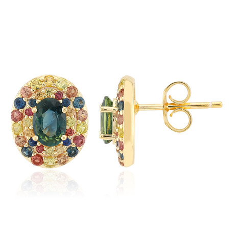 Zilveren oorbellen met Petrolkleurige saffieren