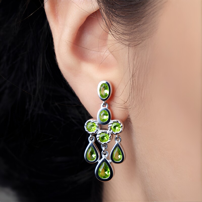 Peridot-Silberohrringe