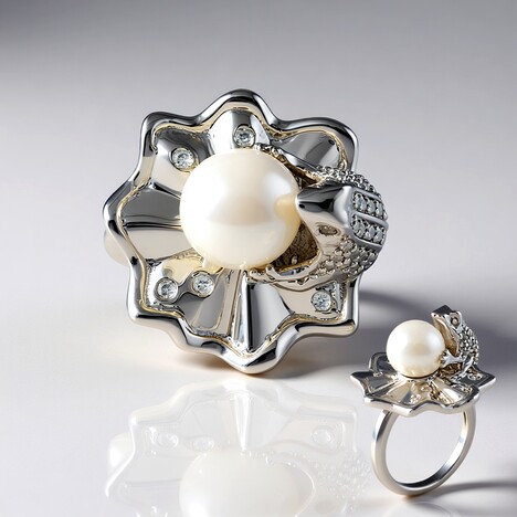 Anello in argento con Perla d'Acqua Dolce Bianca