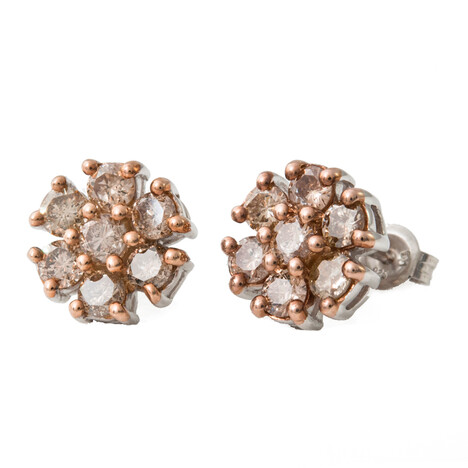 Champagner-Diamant-Silberohrringe