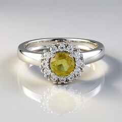 Bague en argent et Saphir jaune de Madagascar