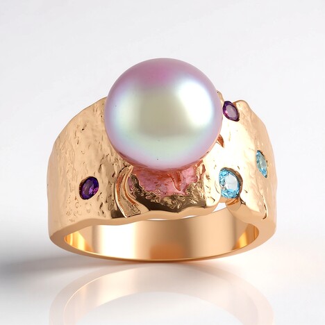 Bague en argent et Perle Ming