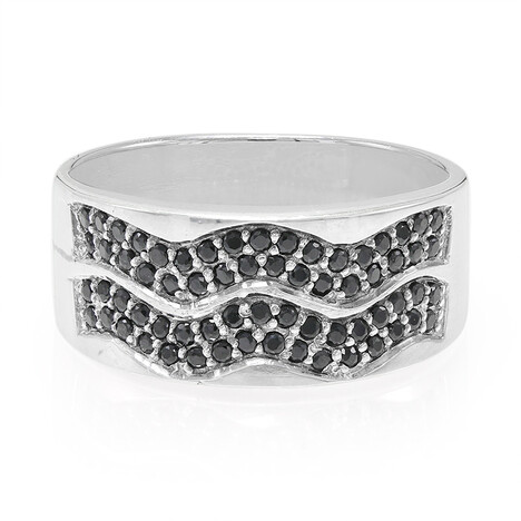 Zilveren ring met zwarte spinelstenen