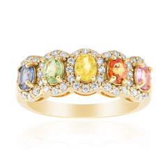 Zilveren ring met een groene saffier