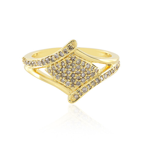 Zilveren ring met I3 Champagne Diamanten