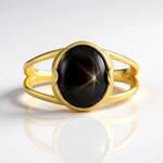Anello in argento con Zaffiro Stellato Nero (de Melo Essence)