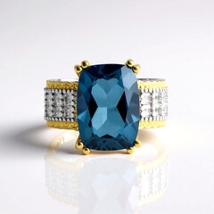 Anello in argento con Topazio Blu Londra