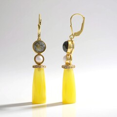 Orecchini in argento con Calcedonio Giallo (KM by Juwelo)