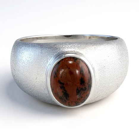 Anello da uomo in argento con Ossidiana Mogano