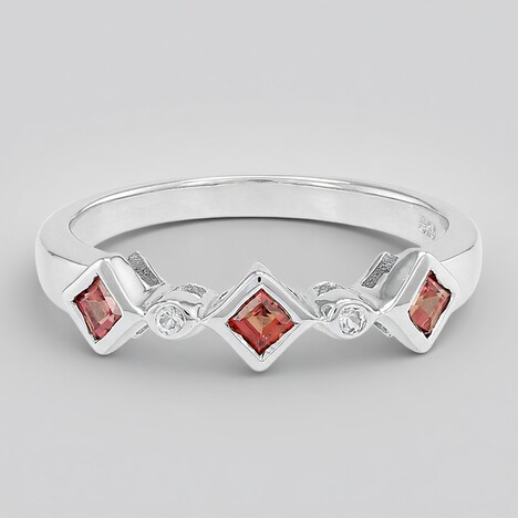 Bague en argent et Rubis rouge du soir