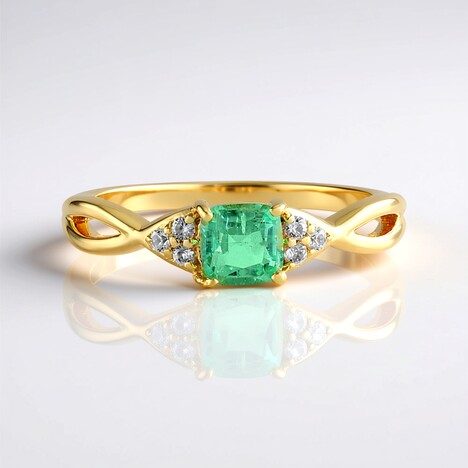 Anello in argento con Smeraldo Russo (Adela Silber)