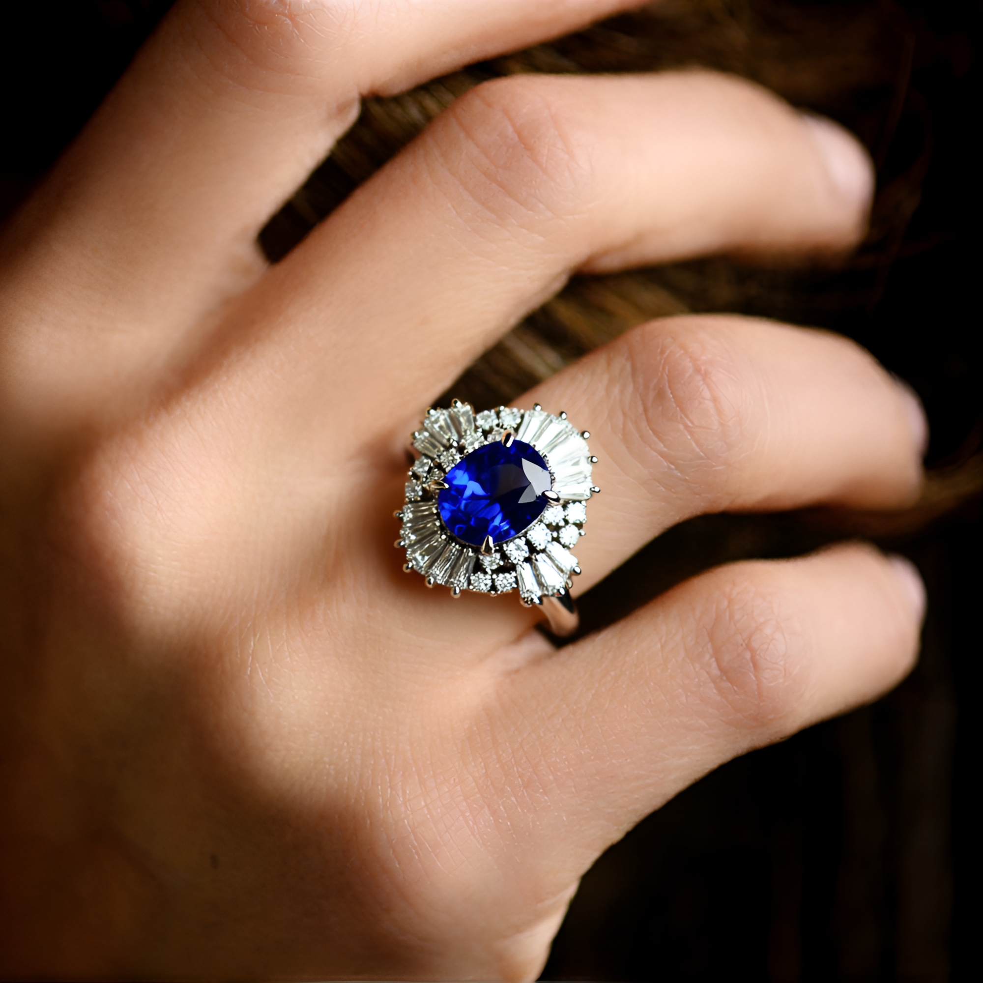 ArenaGems - Anello placcato in argento con zaffiro blu e neelam, regolabile, con certificato di laboratorio