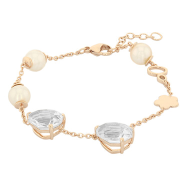 Bracciale placcato in oro con Quarzo Bianco (M de Luca)