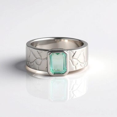 Zilveren ring met een Paraiba kleurige smaragd (SAELOCANA)