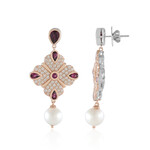 Boucles d'oreilles en argent et Perle blanche de culture d'eau douce (Dallas Prince Designs)