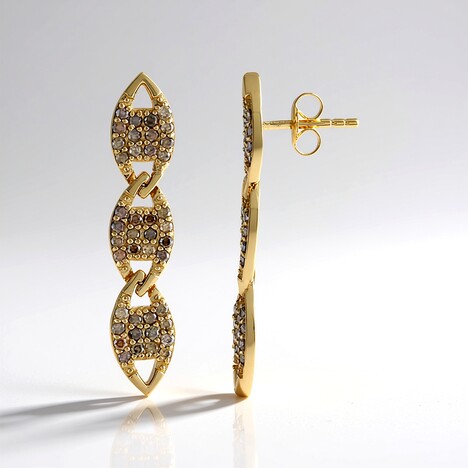 Orecchini in argento con Diamante Cioccolato I2