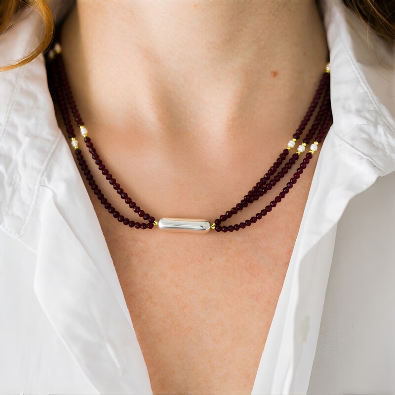 Collana in argento con Perla d'Acqua Dolce Bianca (Riya)