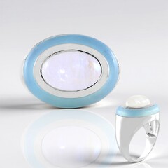Anello in argento con Calcedonio Blu (KM by Juwelo)