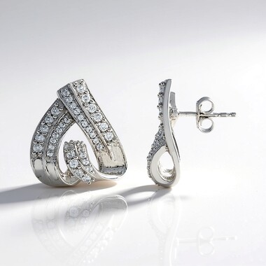 Kolczyki ze srebra platynowanego - Cyrkon (MONOSONO COLLECTION)