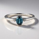 Anello in argento con Cianite Blu Foglia di Tè