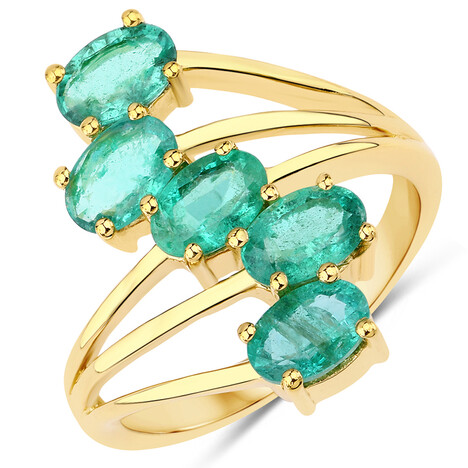 Zilveren ring met Zambia-smaragdstenen