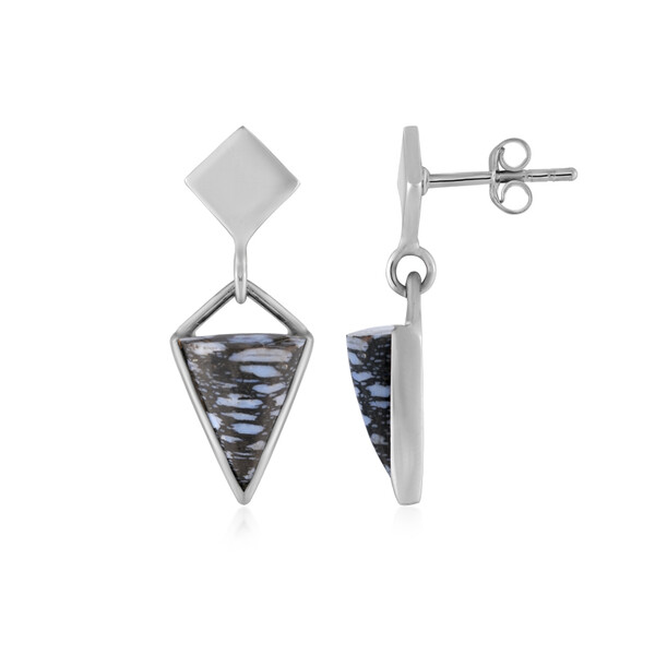 Pendientes en plata con Madera petrificada de palma de Jambi