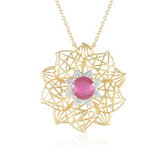 Pinkfarbener Madagaskar-Saphir-Silbercollier (Ornaments by de Melo)