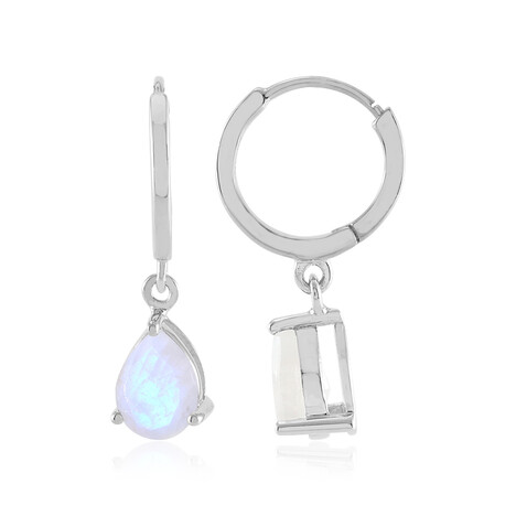 Pendientes en plata con Piedra de Luna arcoíris