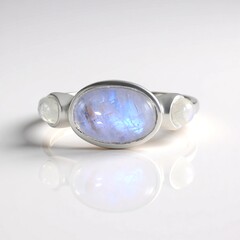 Anello in argento con Pietra di Luna Blu (KM by Juwelo)