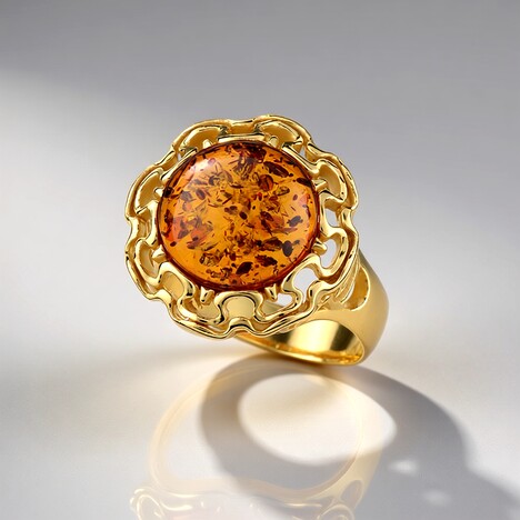 Anello in argento con Ambra Baltica Cognac (dagen)