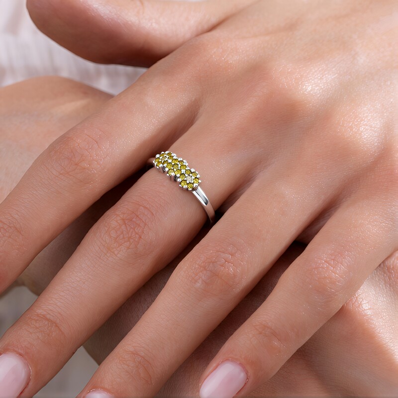 Fancy-Diamant-Silberring