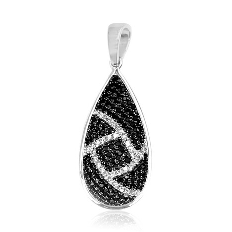 Zilveren hanger met zwarte spinelstenen