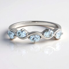 Zilveren ring met Braziliaanse Aquamarijnen