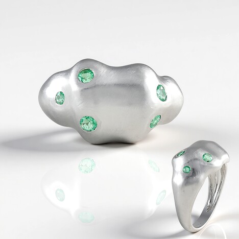 Anello in argento con Smeraldo Colombiano (SAELOCANA)