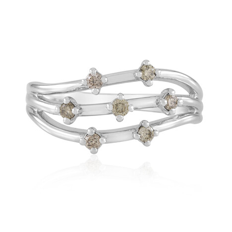 Zilveren ring met I2 Bruine Diamanten
