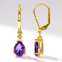 Boucles d'oreilles en argent et Améthyste de Zambie