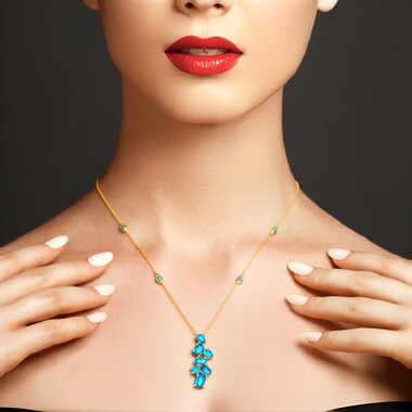 Neon Blue Apatite Silver Necklace