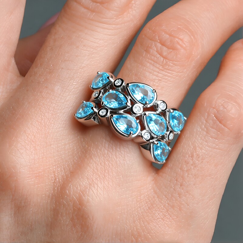 Bague en argent et Apatite bleue
