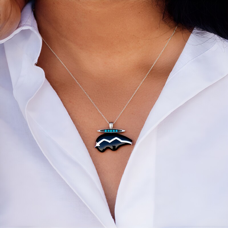 Ciondolo in argento con Agata Nera (Desert Chic)