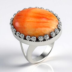 Anello in argento con Conchiglia di Ostrica Spinosa Arancione (Desert Chic)