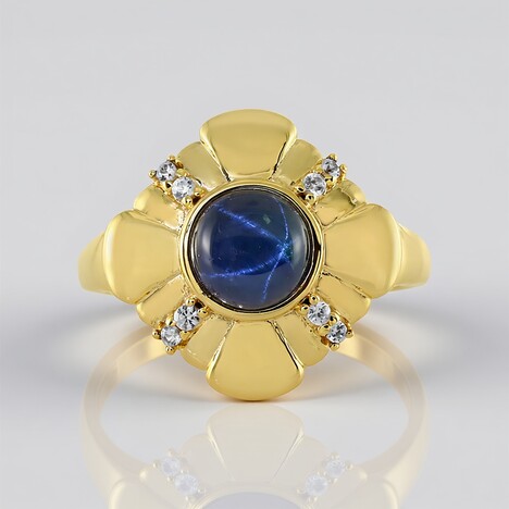 Anello in argento con Zaffiro Stellato Blu